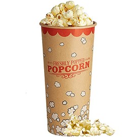 CUSINIUM [24 oz] 50-pack Kraft Popcorn Buckets - Large Popcorn Tubs