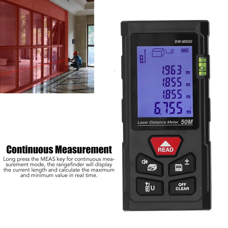 Laser Measure Distance Meter 50m Digital Display Tool for Construction