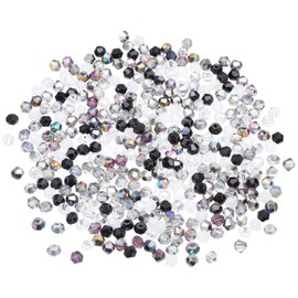 PATIKIL 1000pcs 4mm Bicone Glass Crystal Beads, Faceted Glass Spacer Beads for Jewelry Making Bracelet Necklace Earrings DIY Suncatcher Craft, Mix Color