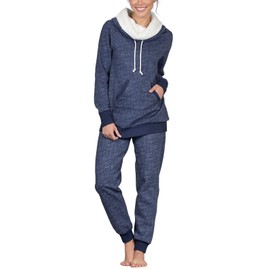 PajamaGram Cozy Womens Pajama Sets - Winter Pajamas for Women, Navy, 1X, 16-18