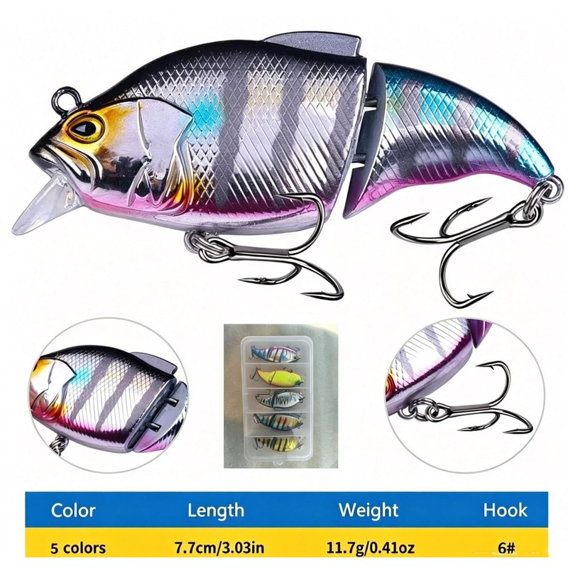 5 Pack Glide Bait Set for Bass Topwater Fishing Lures