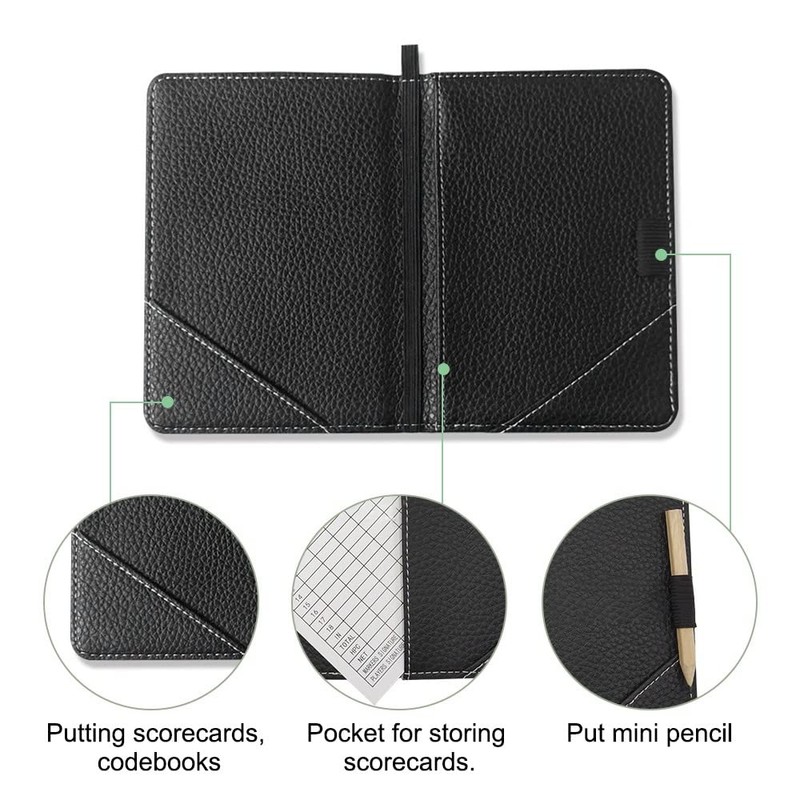 DONGKER Golf Scorecard Holder, Leather Golf Score Card Wallet with