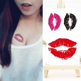 Tattoo Style Shop Lip Kiss Mark Erasable Tattoo Sticker Tattoo 4ea