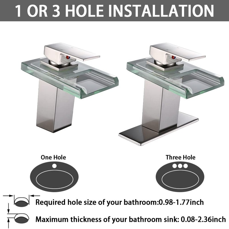 AVSIILE LED Bathroom Sink Faucet, Brushed Nickel Waterfall Single Hole