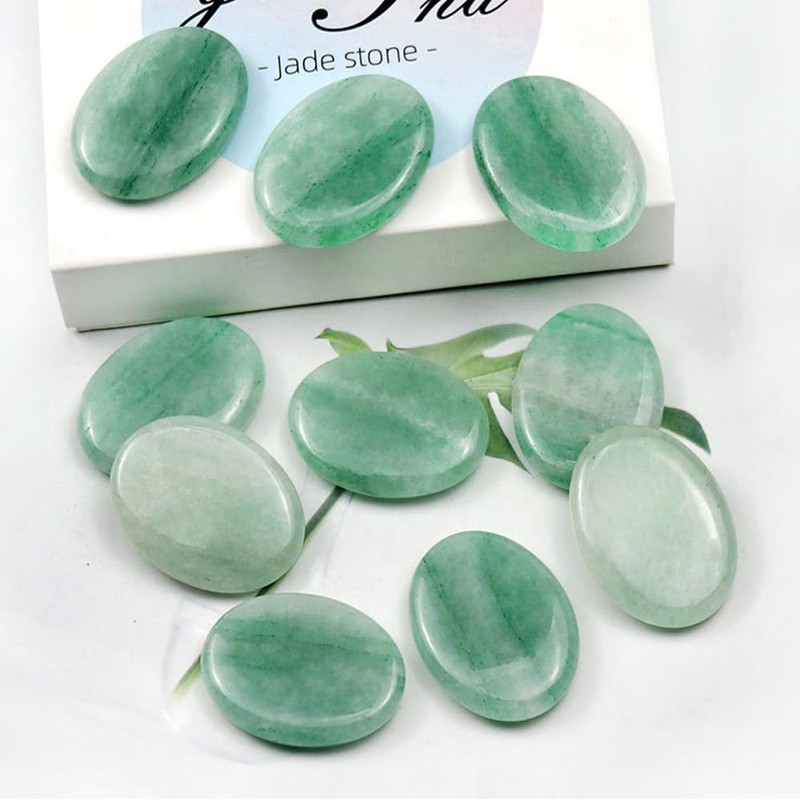 LHYILSWQ 8Pcs Small Green Jade Cold Stone Hot Massage Stones