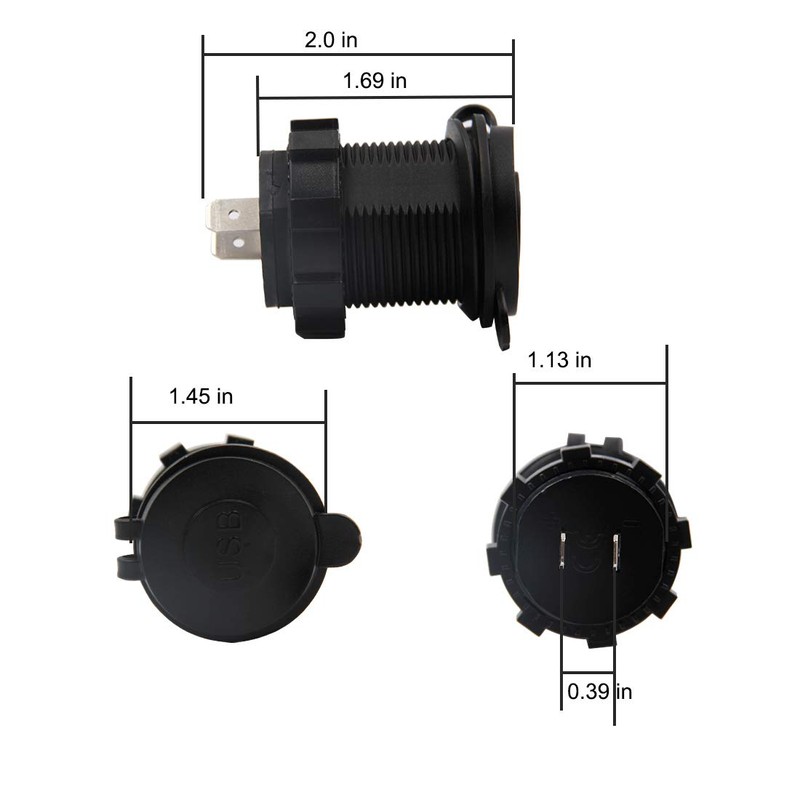 Dual USB Charger Socket Waterproof Power Outlet 12V/24V 2.1A &