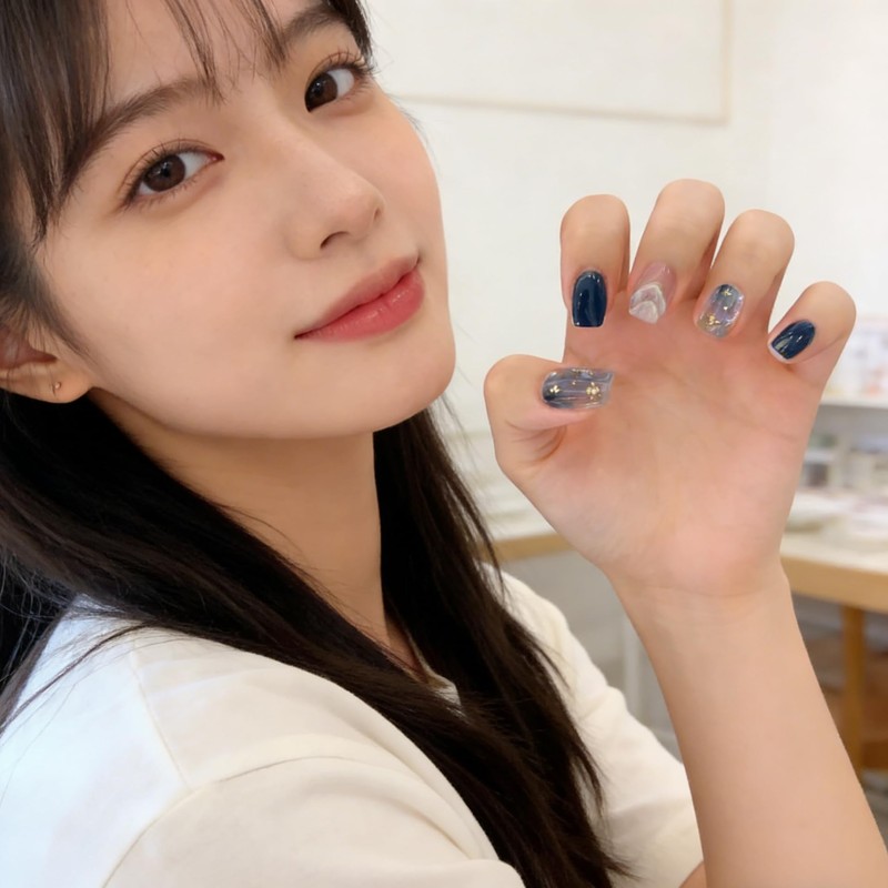 Domiya Nail Tips, 24 Pieces, Short, Summer, Popular, Japanese Style,