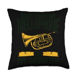 Marching Mellophone Lyre Brass Accessories Mellophonist Marching Band Instrument Mellophone Player Throw Pillow, 18x18, Multicolor