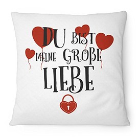 Fashionalarm Du bist meine große Liebe Cushion with Filling 40 x 40 cm Gift Idea for Her Women Girlfriend Wife Couples Valentine's Day Anniversary Colour: White