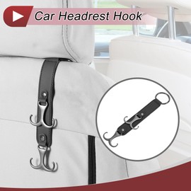 HEROFFIX 1 Stück für Geldbörsen und Taschen, Regenschirme usw. Auto-Kopfstützenhaken Robuste Auto-Rücksitz-Organizer-Haken aus schwarzem Kunstleder und Metall 24,5 cm x 5,2 cm