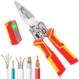 6 in 1 Wire Stripper with Current Measurement Function, Electrician Pliers, Multifunctional Wire Strippers, Electric Pliers, Stripping Tool with Voltage Tester for Stripping, Winding, Columns
