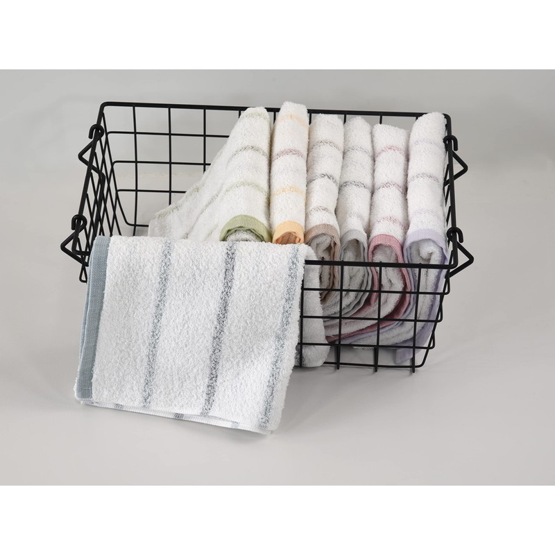 Kosugizen Senshu Towel Face Towel, Weekly Border, 13.4 x 31.5