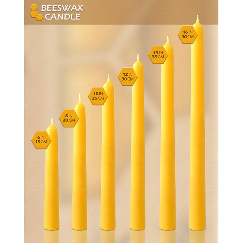 Hyoola 10" Beeswax Taper Candles - 10 Hour Burn Time