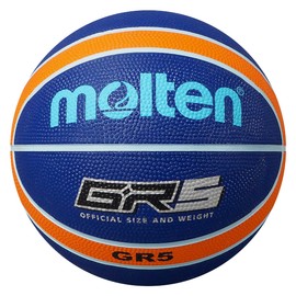 Molten GR Basketball, Indoor/Outdoor, Premium Rubber, Size 5, Impact Colour Blue/Orange, Suitable For Boys Age 7, 8, 9, 10 & 11, Girls age 12 & 13 (BGR5-NOR)