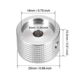 sourcing map Stereo Knob, 25x6x15.5 mm Aluminium Alloy, Volume Control Knobs, Silver Textured Surface 2pcs