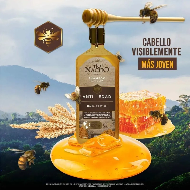 Tio Nacho Shampoo Anti-Edad y Caída Rejuvenecimiento de pelo