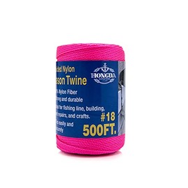 HONGDA Mason Line, 500 Feet #18 Braided Nylon mason line string Perfect for masonry jobs and for the layout of general construction, gardening, DIY project, Fluorescent Pink