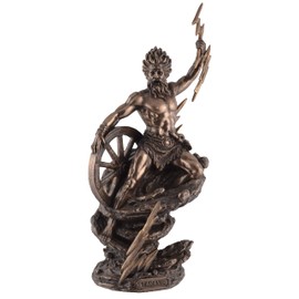 Taranis Celtic God of Thunder - with Lightning and Wagon Wheel Bronzed by Veronese
