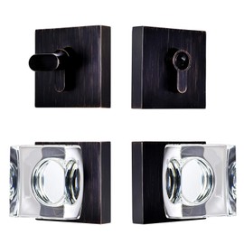 coolnews Crystal Glass Door Locks with Deadbolts, Entry Door Knob and Deadbolt Lock Set, Oil Rubbed Bronze