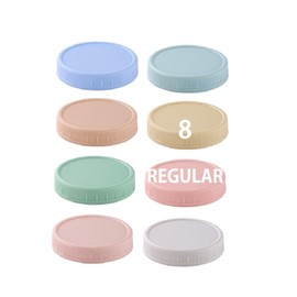 8 Pack Regular Mouth Plastic Mason Jar Lids for Ball, Kerr Jars and More, Colored Plastic Canning lids with Silicone Rings, Leak-proof Lids for Mason Jars, 70mm Plastic Mason Jar Tops