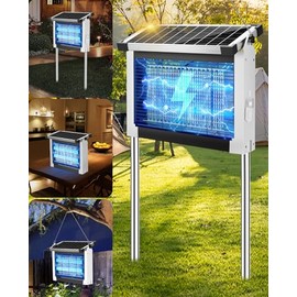 Solar Bug Zapper Outdoor, PhatroyYee Mosquito Zapper 4500V, Waterproof Portable Fly Zapper, Rechargeable Electric Mosquito Killer, Cordless Fly Insect Mosquitos Trap for Patio Yard Home Camping(White)