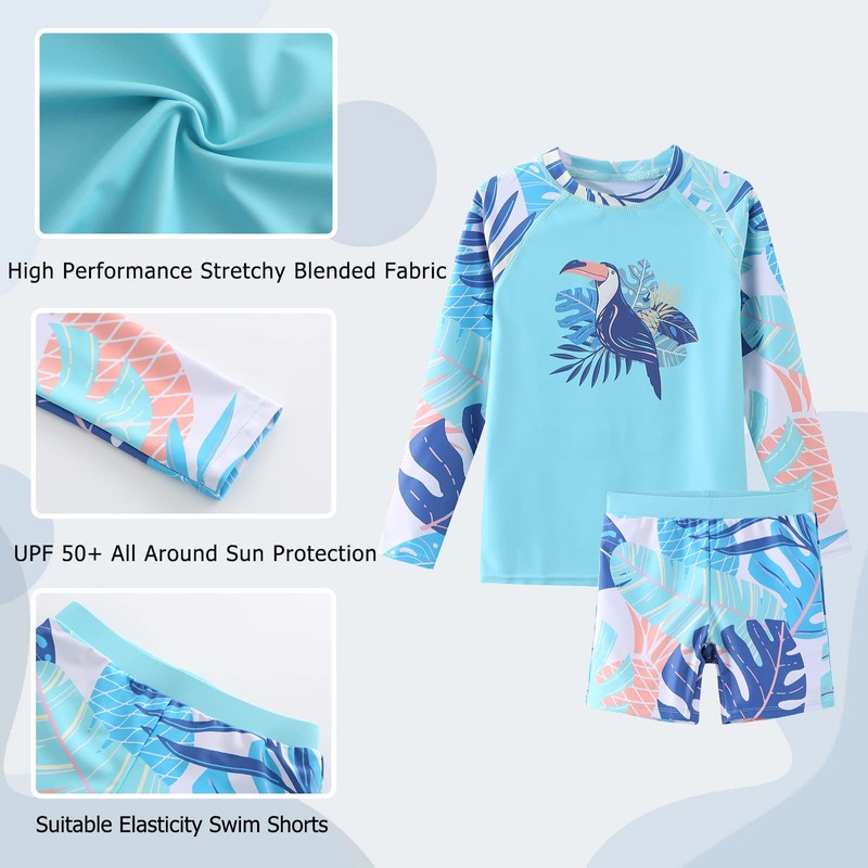 Aisyee Big Girls Two Piece Rash Guard Swimsuits Set with