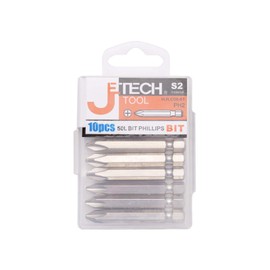 Jetech PH2 50mm Phillips Screwdriver Bits (100 Pack) - 2 inch Nickle Plated Heat Treated S2 Alloy Precision Bits with Case