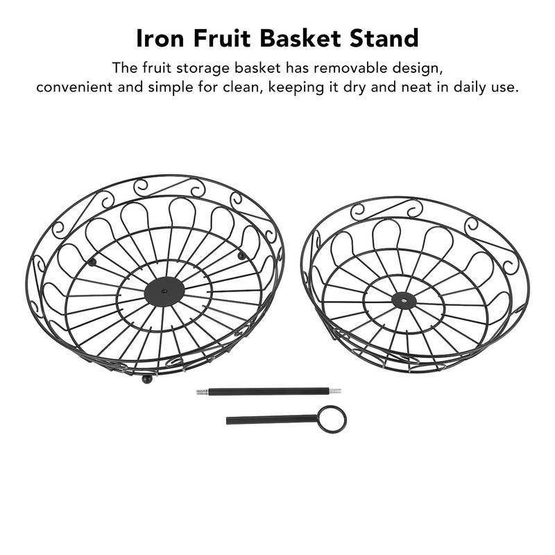 Fruit Basket Black Iron European Style Double Layer Fruit Storage