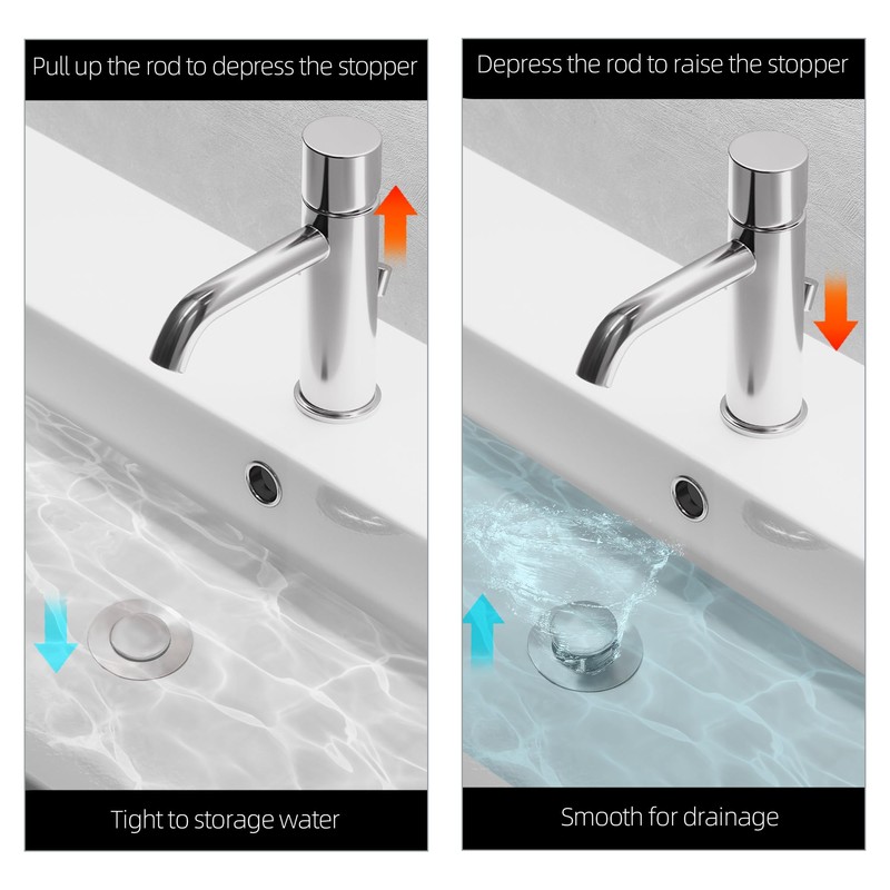 (4-Pack) Bathroom Sink Pop-Up Stoppers - Plastic Pop-Up Stoppers with