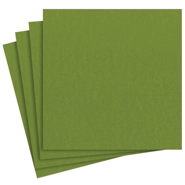 Caspari Paper Linen Solid Dinner Napkins in Leaf Green - Two Packs of 12