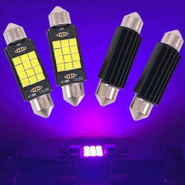 SOCAL-LED 4X 41mm Festoon LED Bulb Canbus Super Bright 3030 Chipset Car Interior Dome Light 578 Map Light, Purple