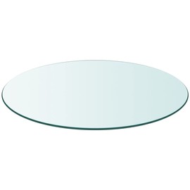 vidaXL Tempered Glass Table Top, Transparent Round Glass for Dining/Coffee/Garden Tables, Easy Maintenance, Protective Cover, 27.6" Diameter, 0.3" Thick