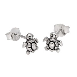 Tiny Sterling Silver Turtle Stud Earrings