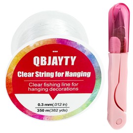 0.3mm Clear String for Hanging, QBJAYTY 382 Yards Clear Fishing Line Wire for Hanging Decorations, Invisible Hanging Wire for Crafts (0.3mm Clear)