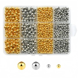 Looconi 1740pcs Spacer Beads 4mm and 6mm,Gold and Silver Assorted Round Beads for Bracelet Jewelry Making
