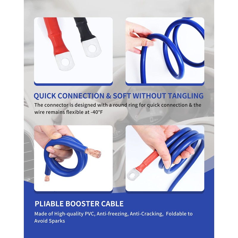SAFEMATE 00 Gauge 30 FT Heavy Duty Jumper Cables -