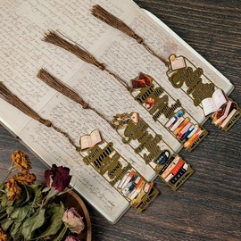 4-Pack Metal Hollow Inspirational Bookmarks with Tassels – Vintage Book Lover's Gift, Motivational Quotes Book Marks for Reading Enthusiasts, Students, Teachers, Men, Women