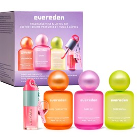 Evereden Kids Fragrance Gift Set – 3 Hair & Body Mists + Tinted Lip Oil | Clean, Vegan, Non-Toxic Scents for Girls & Teens | Fun Self-Care Gift Box with Aesthetic Collectible Bottles