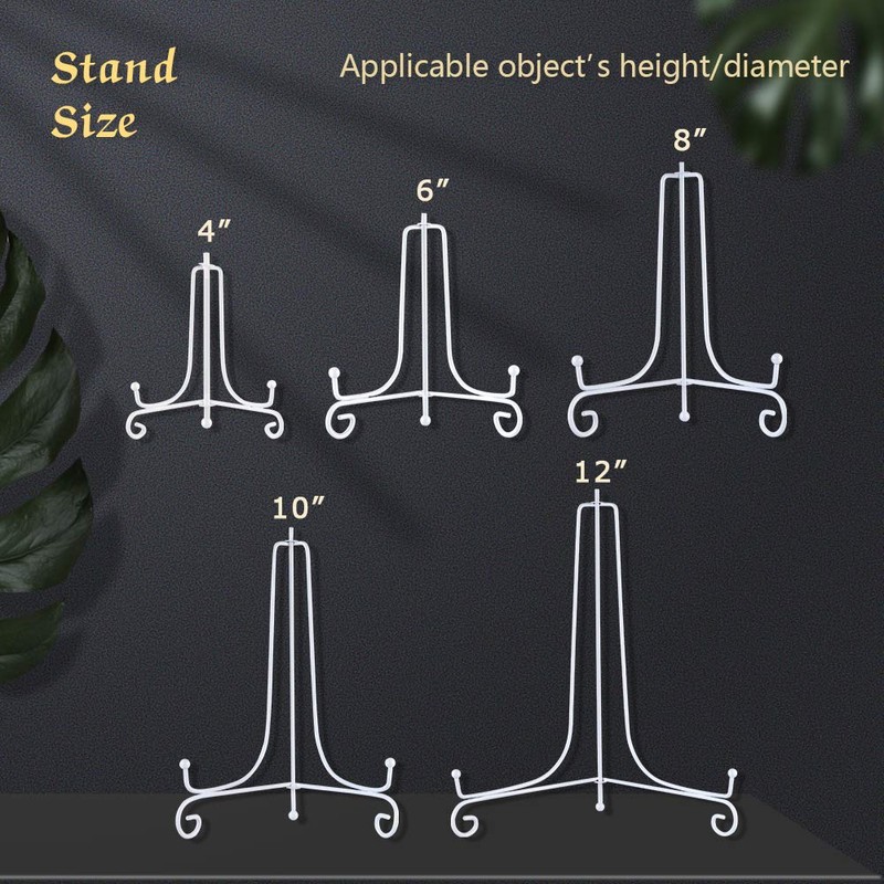 (2 Pack) 12" Iron Large Plate Stand, White Iron Easel