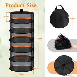 WUQNGI Drying Net Herbs 6-Layer Herb Dryer Hanging with 4 Stainless Steel Clips and Hooks, Mesh Herb Drying Net Foldable Drying Nets Grow for Herbs, Plants, Flowers, Fruits, Clothes