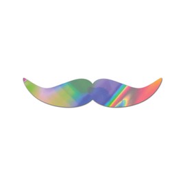 RDW Mustache V2 Premium Sticker Decal Oil Slick Rainbow Holographic Metallic #3 - Oil Slick - 12" W x 2.52" H