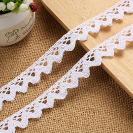DAHI Lace Ribbon White 26 Metres Trim Made of Cotton Vintage Decorative Crochet Lace Decorative Ribbon Fabric for Sewing Craft Wedding Decoration (White / 15mm Triangle)