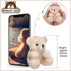 Threan - 8 mini osos de peluche de 4 pulgadas, juguetes de animales de peluche a granel, pequeño oso suave, para llavero, suministros de fiesta de baby shower (café, albaricoque)