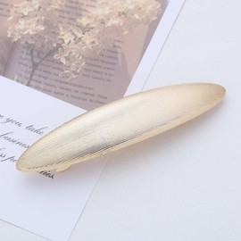 Andelaisi French Metal Oval Hair Barrette Vintage Geometric Oval Hairclips Gold Smooth Spring Clip Hairpins Minimalist Head Cuff Ponytail Decorative Hair Accessories for Women Headdress
