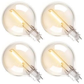 addlon 4 Pack G40 Solar Replacement Bulbs, E17 3V Shatterproof Plastic LED Bulbs Only for Solar Outdoor String Lights, Dimmable, 2700K, Warm White