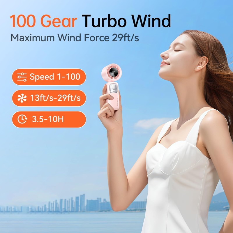 KIMMOO 3-in-1 Portable Handheld Turbo Fan-100 Speeds, 15000 RPM, 10Hrs