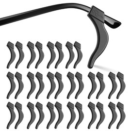 topstart 16 Pairs Glasses Ear Grip, Anti-Slip Glasses Ear Hook Comfort Silicone Eyeglasses Ear Cushion For Glasses Sunglasses Reading Glasses Retainers for Kids Adults(Black)