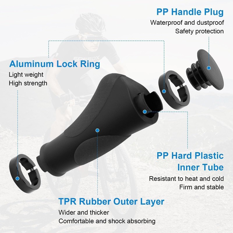 Bicycle Grips Ergonomic Non-Slip Rubber Handlebar Grips Bicycle Grips with