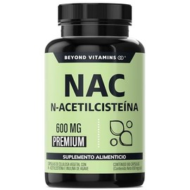 Beyond Vitamins | NAC N-Acetil Cisteína 600mg ultra-premium con Inulina de Agave | N-Acetyl Cysteine (180 Cápsulas)