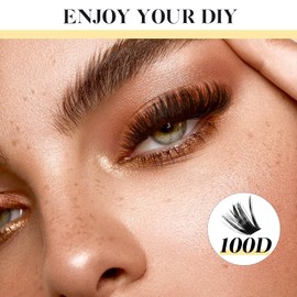 LANKIZ Lash Clusters Kit, 100D Lash Extension Kit, 272pcs Individual Lashes with Lash Bond & Seal, 9-16mm Mix Length DIY Eyelash Extension Kit for Beginners, Dramatic Volume Wispy Lash Kit at Home